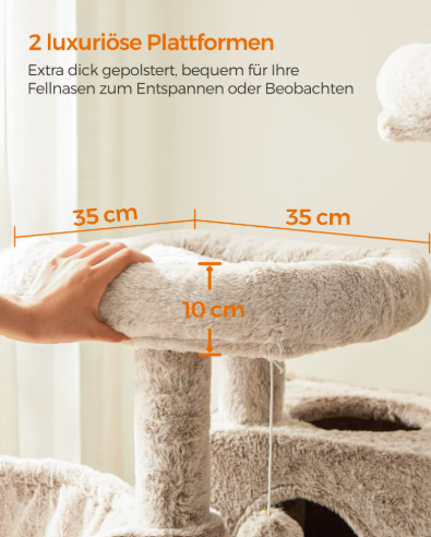 Kwispel-winkel | Kattenboom 135 cm met Kattenhuis, Hangmat en Sisal Krabpalen