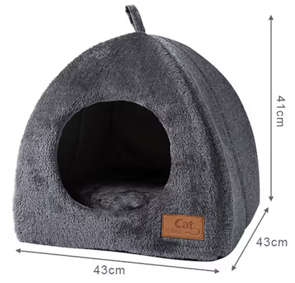 Kwispelwinkel | Warm Kattenhuis van Arctic Fleece met Handvat