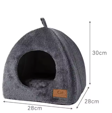 Kwispelwinkel | Warm Kattenhuis van Arctic Fleece met Handvat
