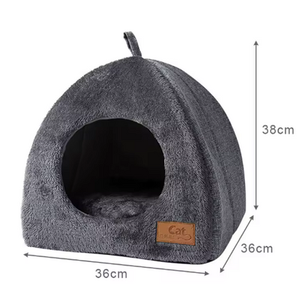 Kwispelwinkel | Warm Kattenhuis van Arctic Fleece met Handvat