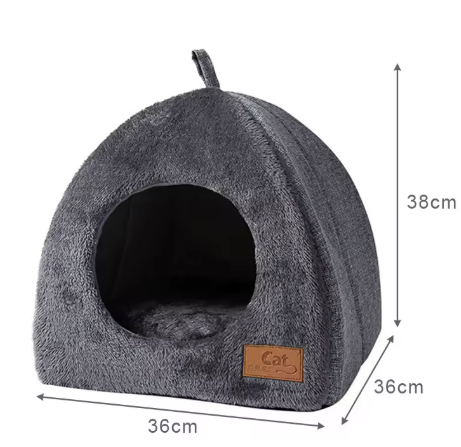 Kwispelwinkel | Warm Kattenhuis van Arctic Fleece met Handvat