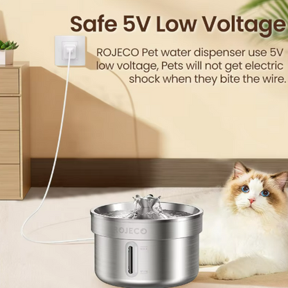 Kwispel-winkel | ROJECO Voer- en Waterdispenser voor Katten met Roestvrijstalen Voerbak
