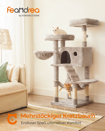 Kwispel-winkel | Kattenboom 135 cm met Kattenhuis, Hangmat en Sisal Krabpalen