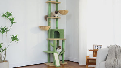 Kwispel-winkel | Vloer-tot-Plafond Kattenboom met Krabpaal, Hangmat en Kattenhuis