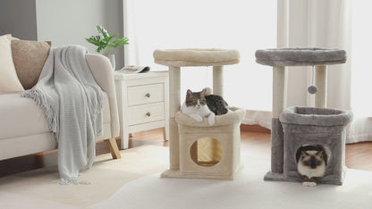 Kwispel-winkel | Compacte Kattenboom met Kattenhuis en Sisal Krabpalen